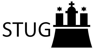 Logo der Stug in schwarzem Font mit Hamburg-Signet (Rathaus).
